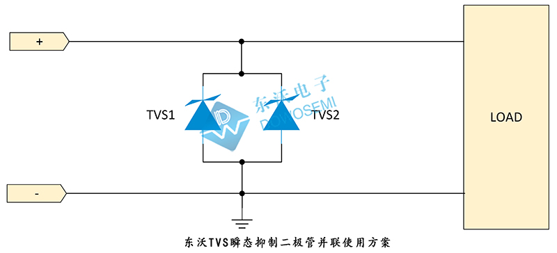 東沃TVS瞬態(tài)抑制二極管并聯使用方案.jpg